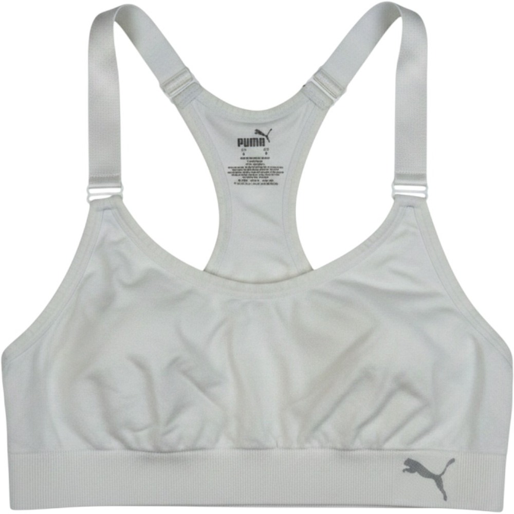 Puma Sports Bra Women Small White Racerback Adjustable Straps Athleisure